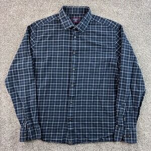 UNTUCKit Shirt Mens Large Blue 100% Cotton Plaid Flannel Button Down Casual